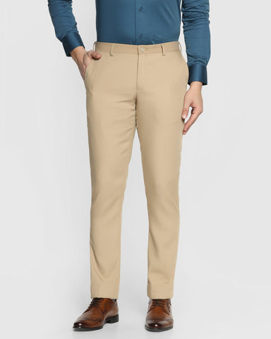 Buy BLACKBERRYS Natural Structured Polyester Blend Slim Fit Men's Casual  Trousers | Shoppers Stop