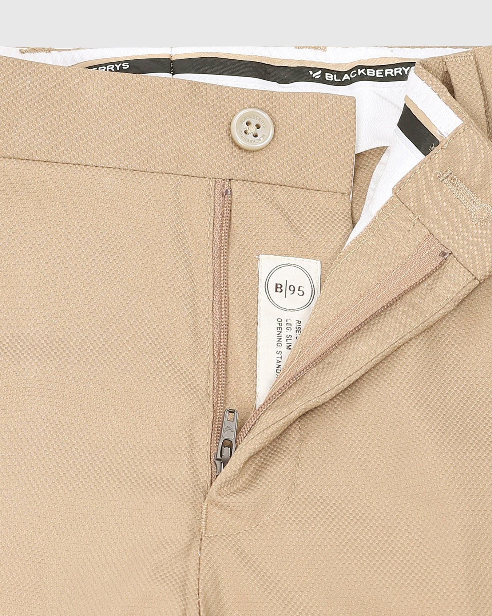 Slim Comfort B-95 Formal Beige Textured Trouser - Mandy