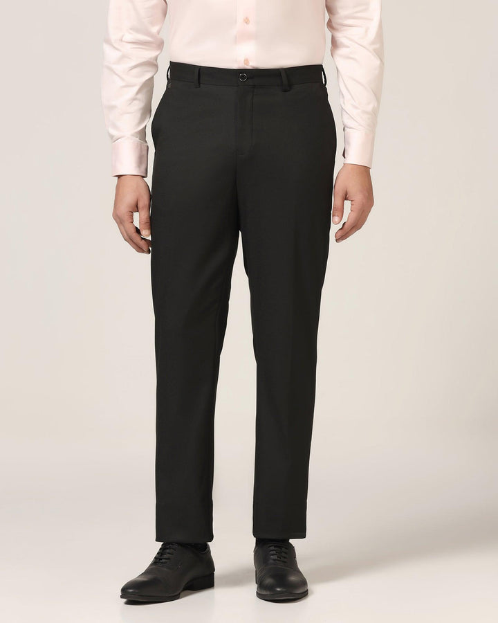 Straight B-90 Formal Black Textured Trouser - Buzid