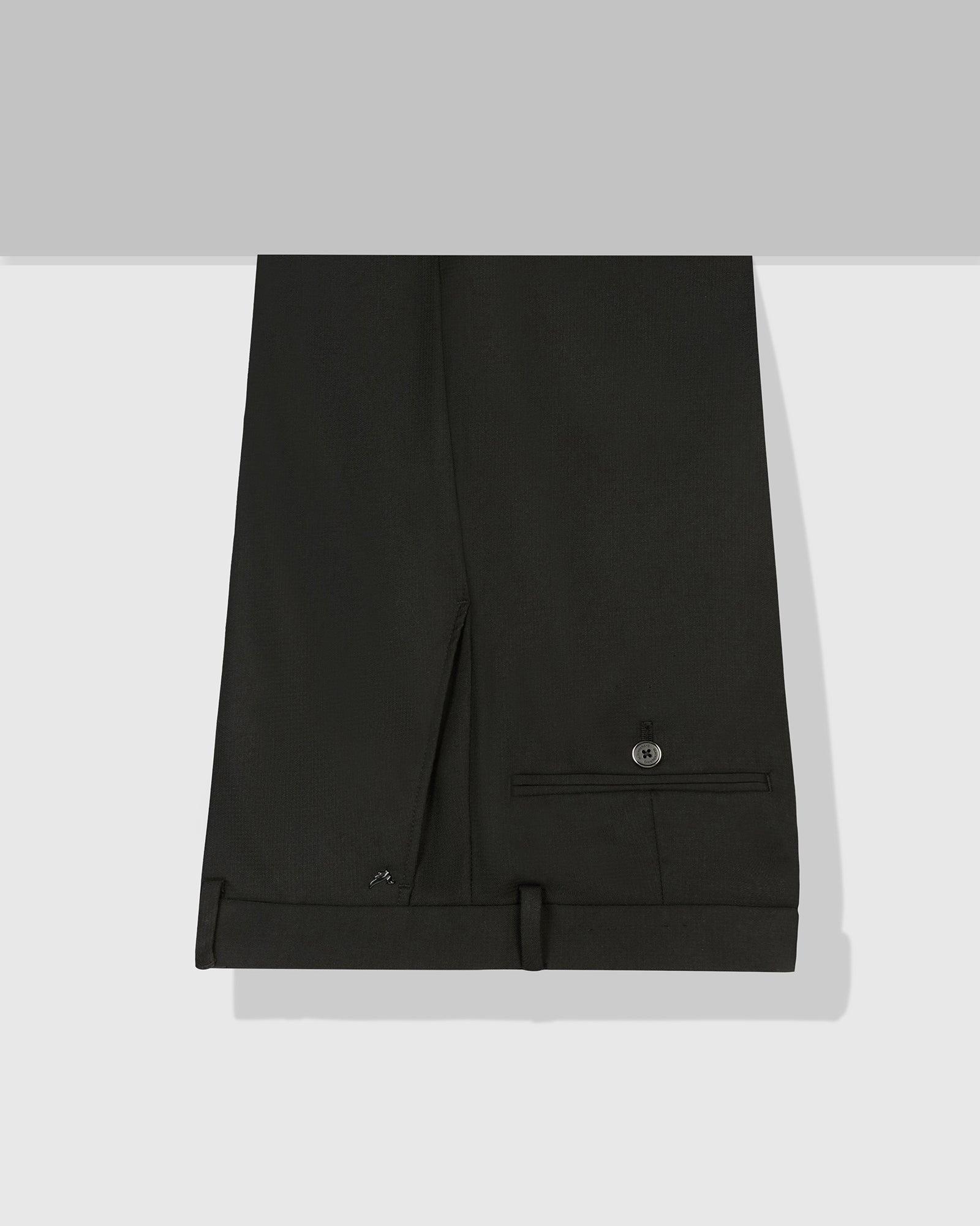 Straight B-90 Formal Black Textured Trouser - Buzid