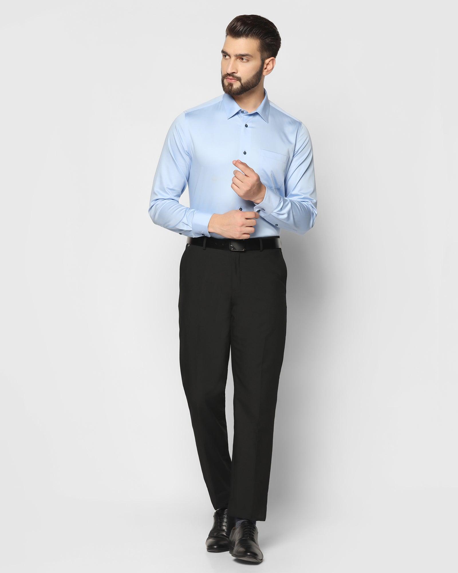 Textured Formal Trousers In Black B-90 (Facum) - Blackberrys