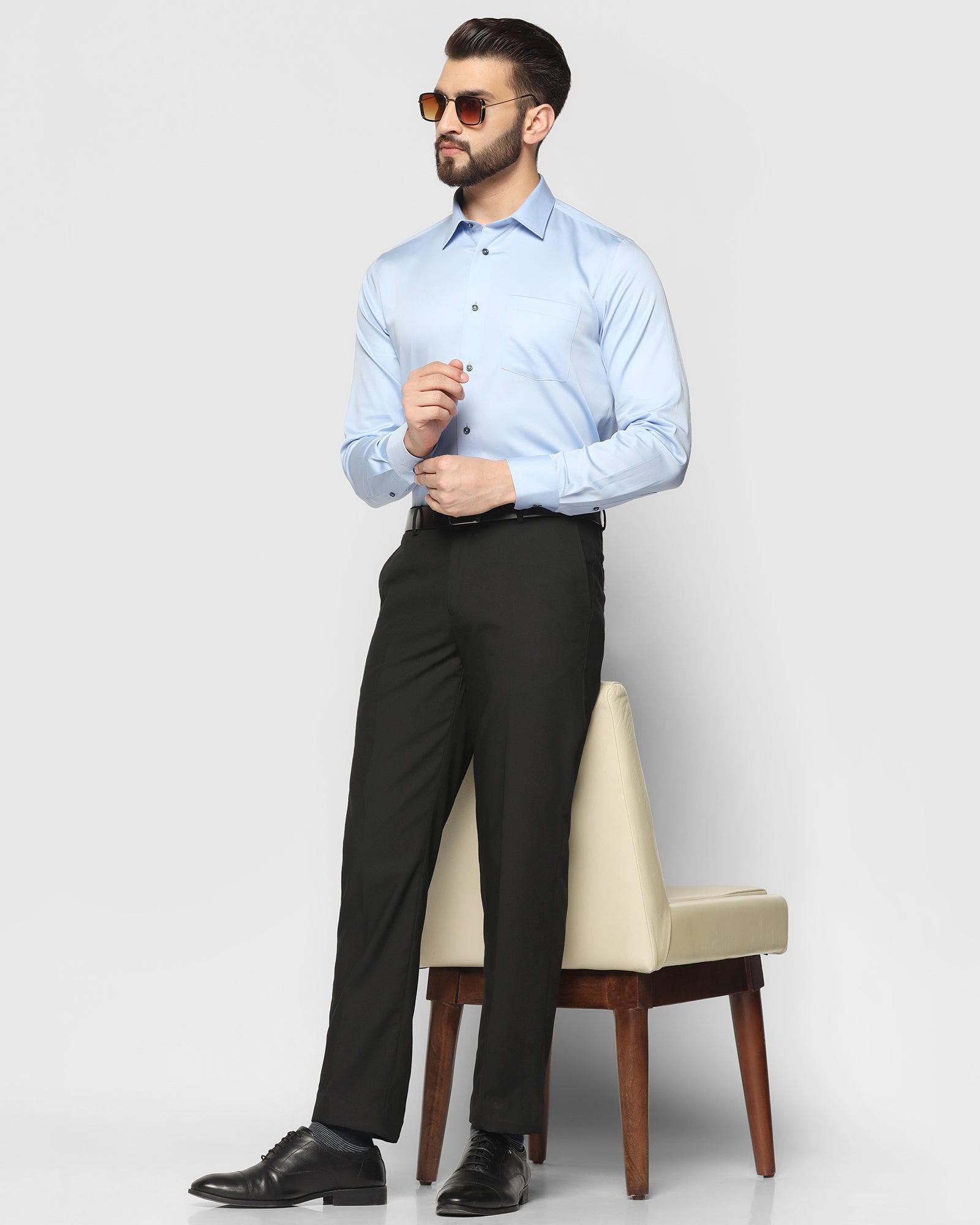 Textured Formal Trousers In Black B-90 (Facum) - Blackberrys