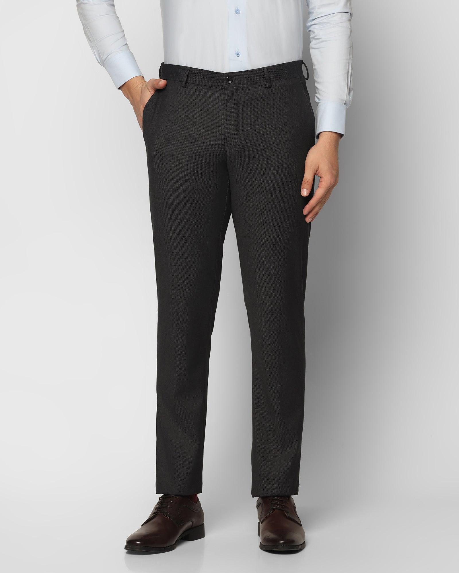 Slim Fit B-91 Formal Black Textured Trouser - Bank