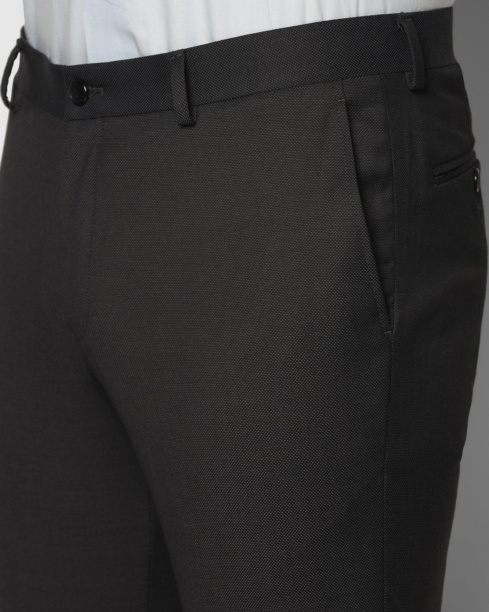 Slim Fit B-91 Formal Black Textured Trouser - Bank