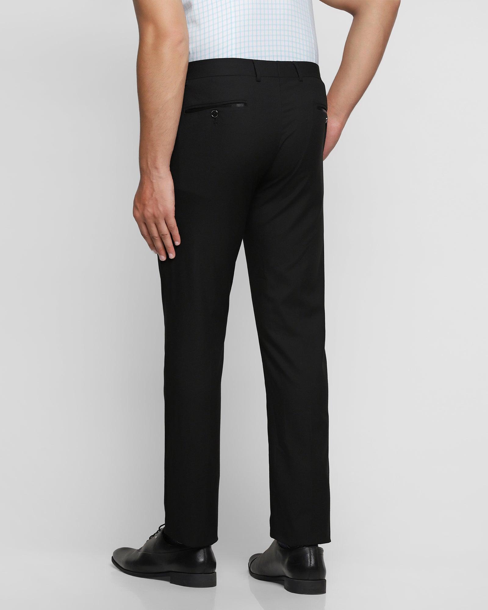 Slim Fit B-91 Formal Black Textured Trouser - Blacoon