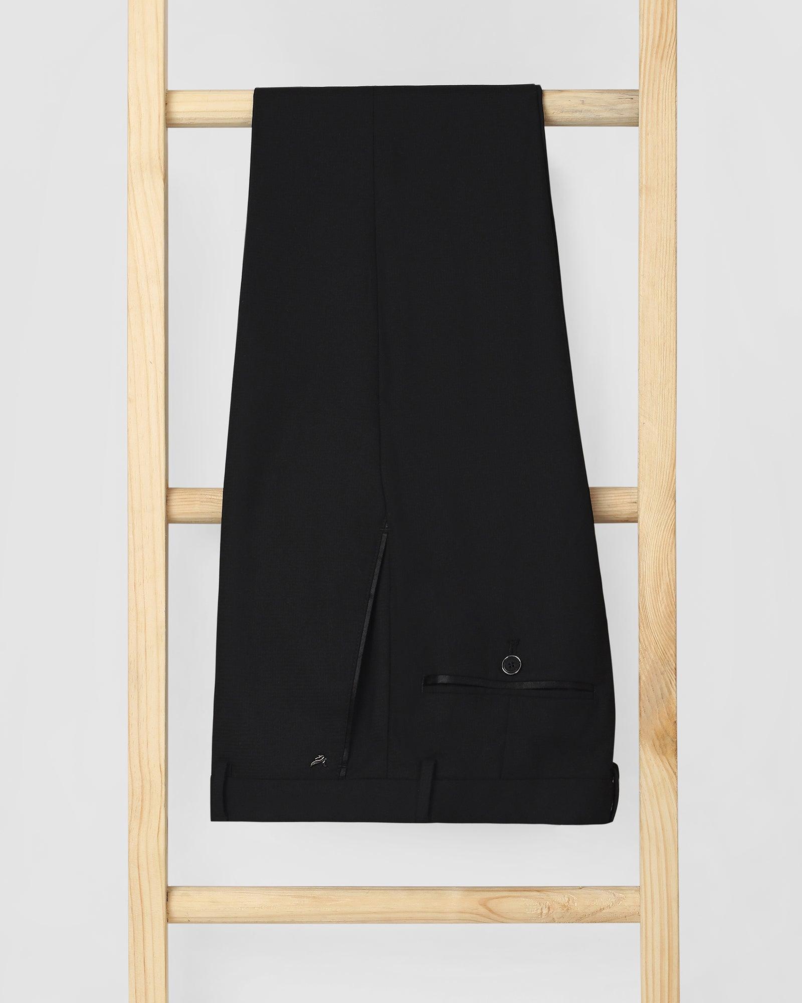 Slim Fit B-91 Formal Black Textured Trouser - Blacoon
