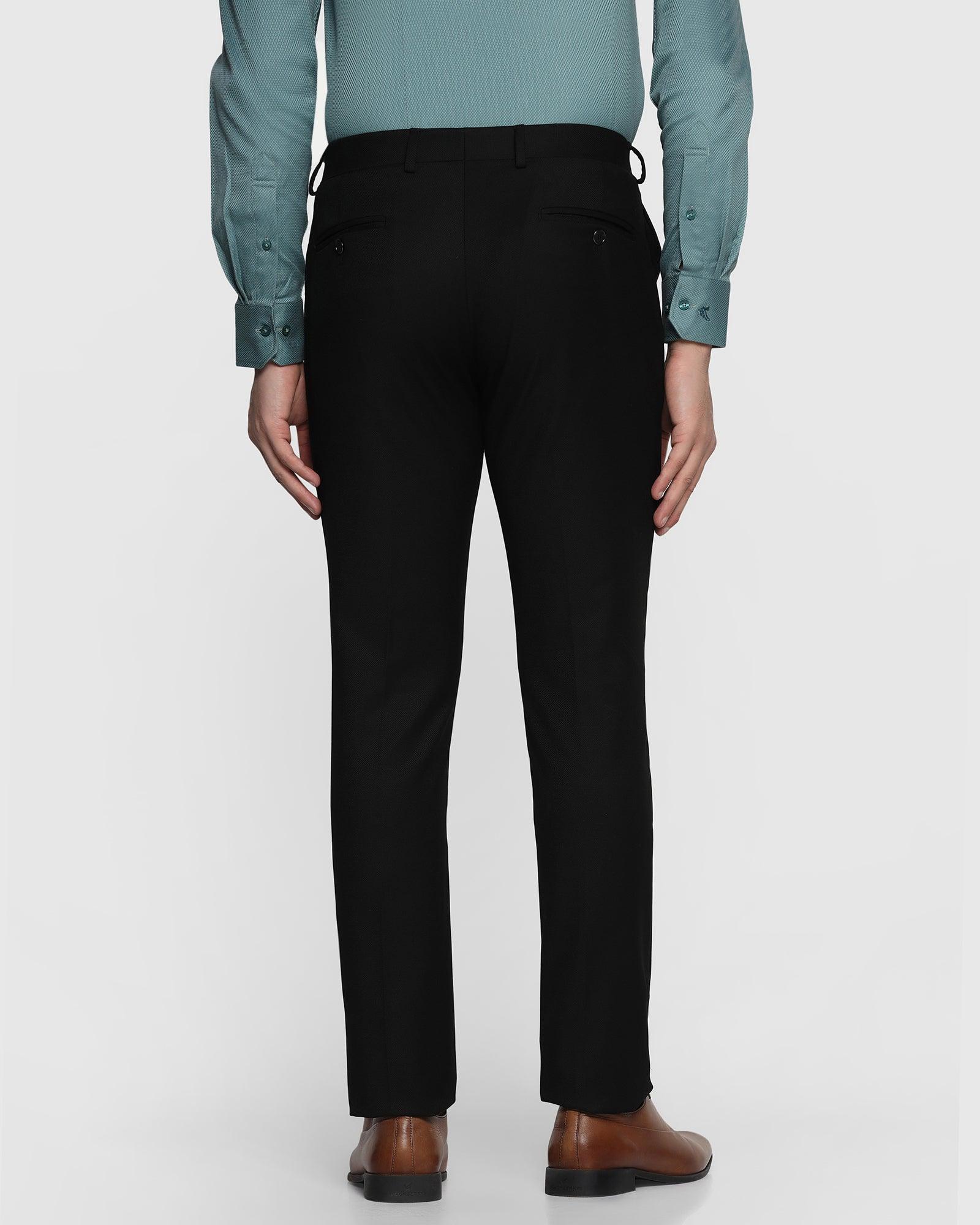 Slim Fit B-91 Formal Black Textured Trouser - Bloss