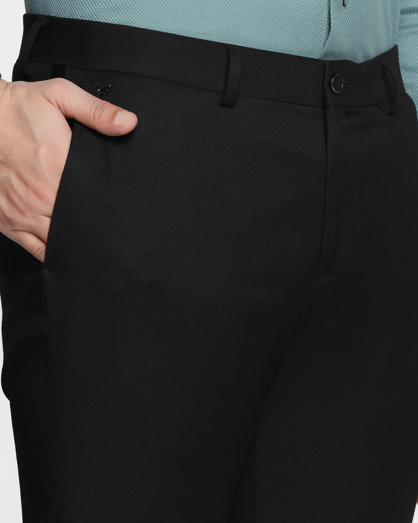 Slim Fit B-91 Formal Black Textured Trouser - Bloss
