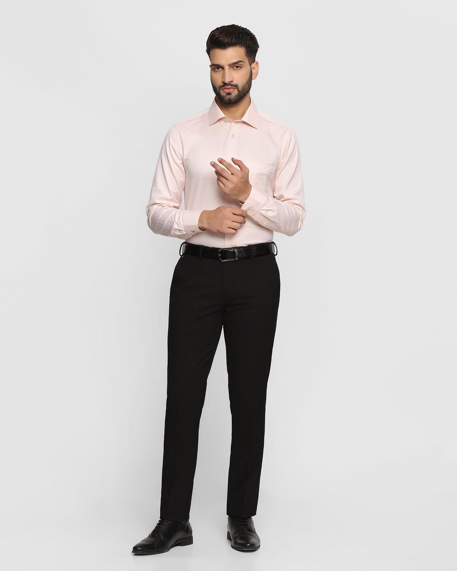 Slim Fit B-91 Formal Black Textured Trouser - Cairon
