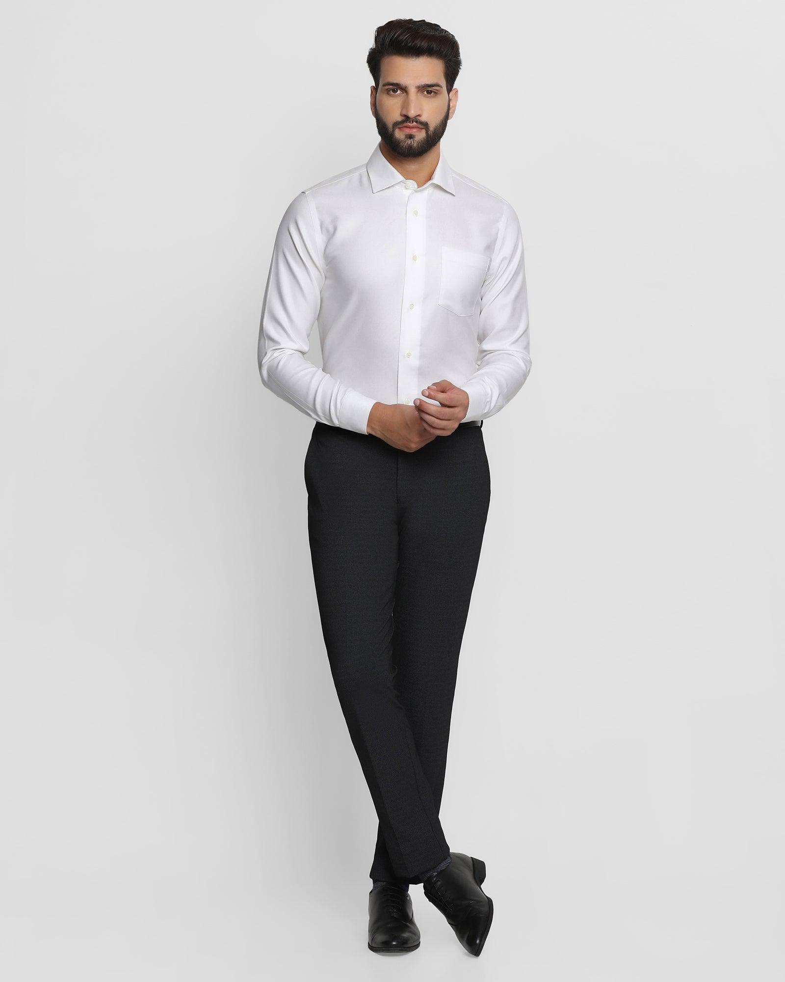 Buy Men Grey Slim Fit Textured Flat Front Formal Trousers Online - 809683 |  Louis Philippe