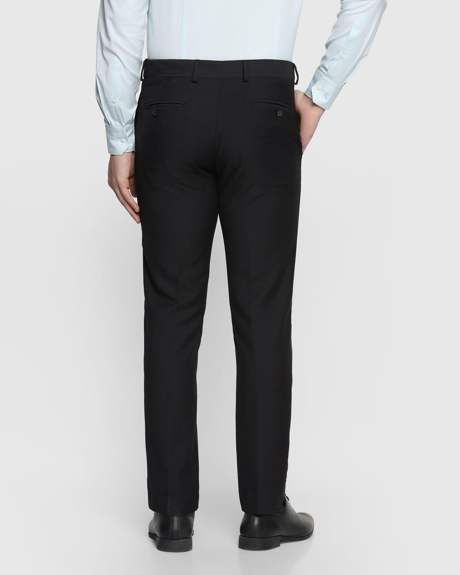 Slim Fit B-91 Formal Black Textured Trouser - Miron