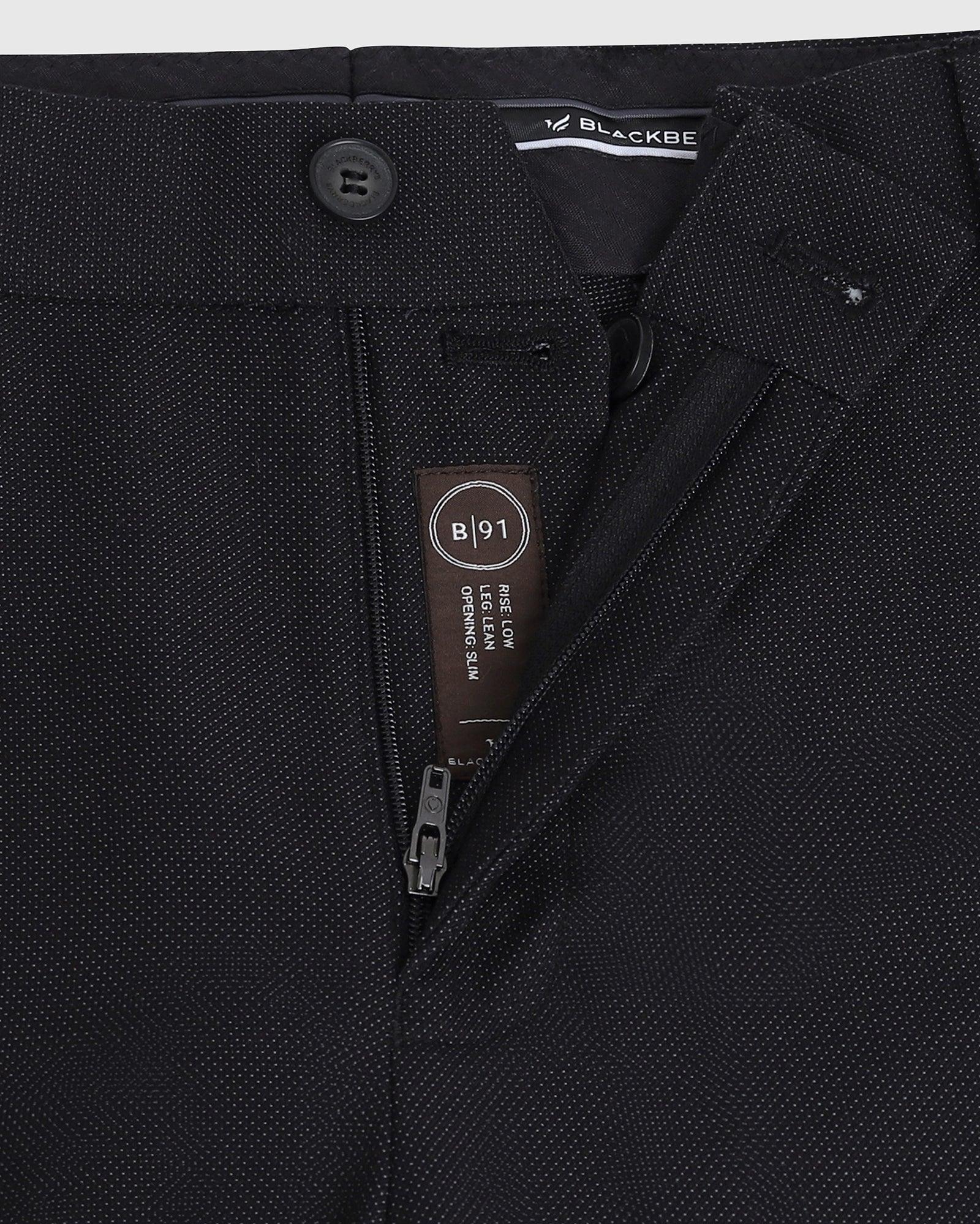 Slim Fit B-91 Formal Black Textured Trouser - Miron