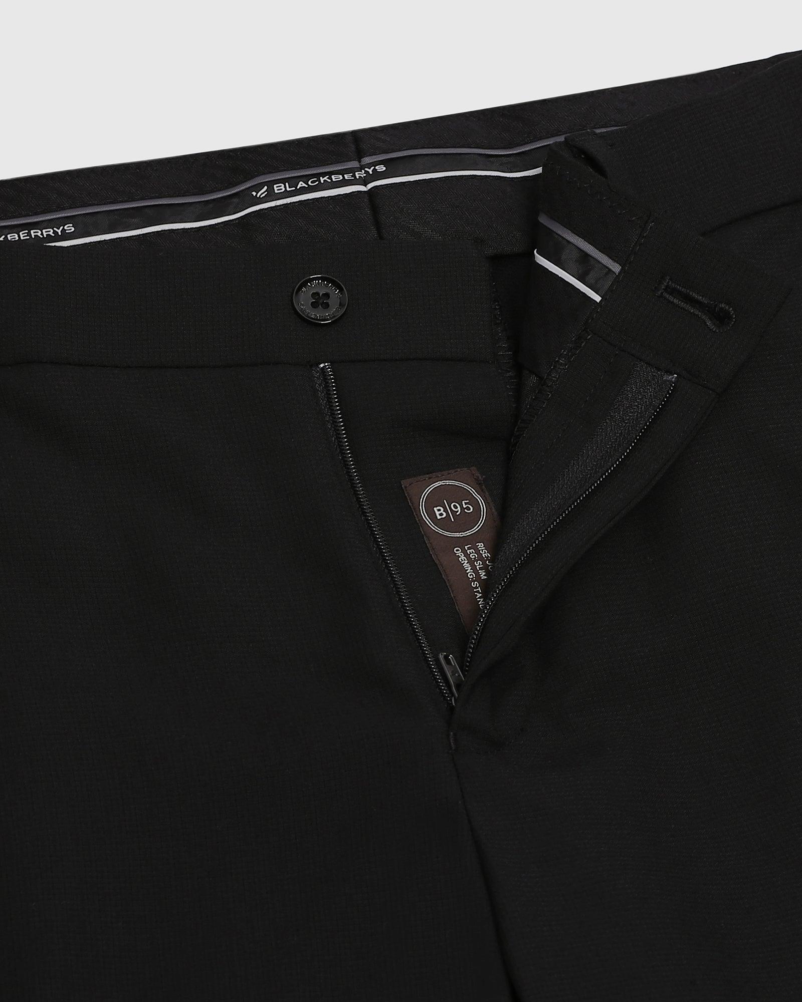 Slim Comfort B-95 Formal Black Textured Trouser - Facum
