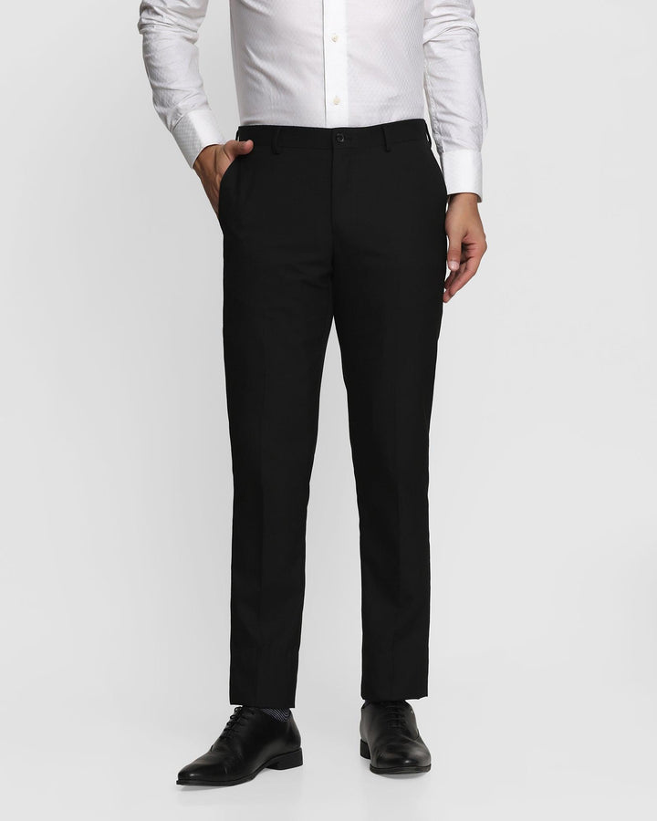 Slim Comfort B-95 Formal Black Textured Trouser - Rynn