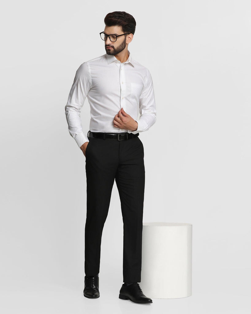 Slim Comfort B-95 Formal Black Textured Trouser - Rynn