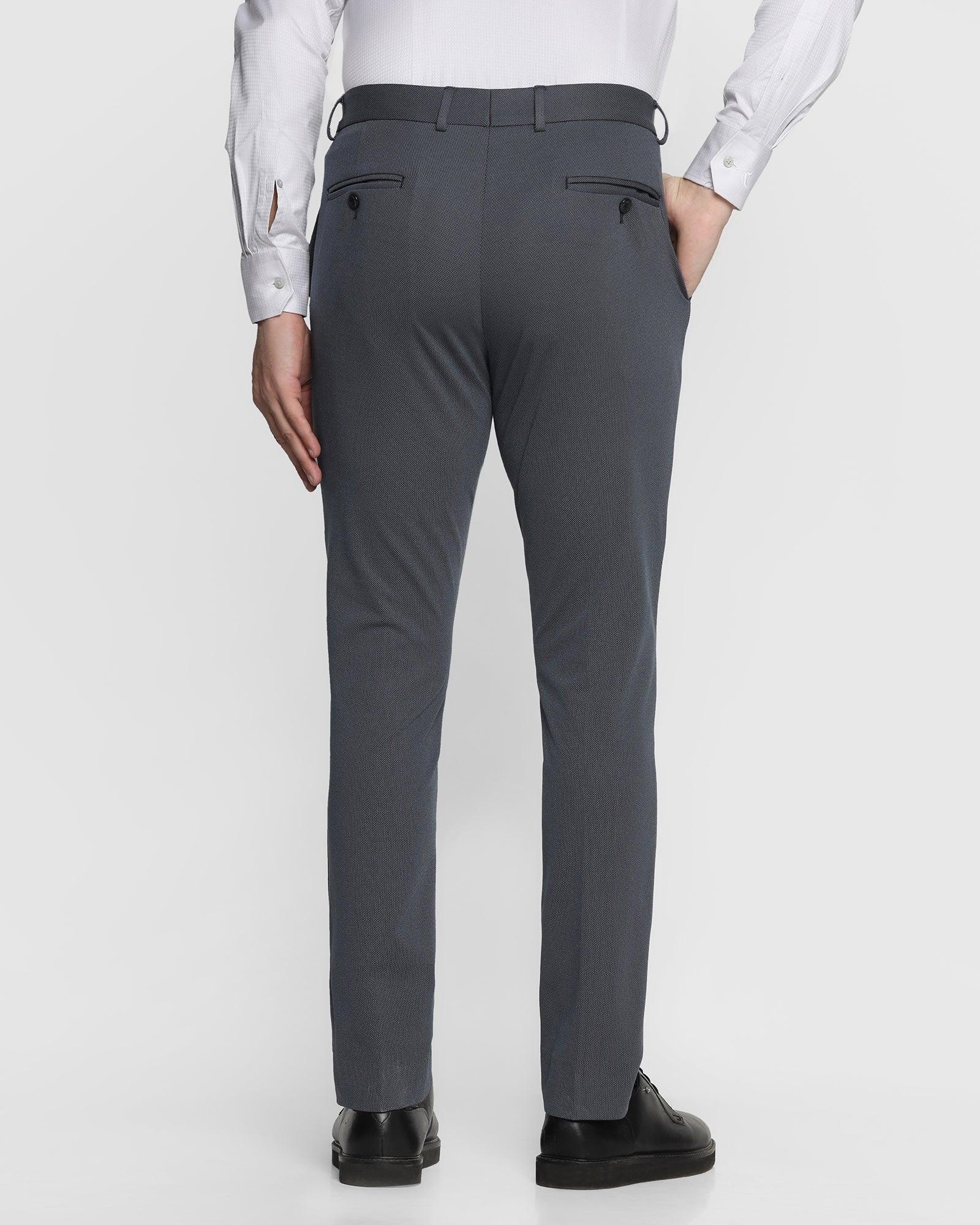 Slim Fit B-91 Formal Blue Textured Trouser - Roman