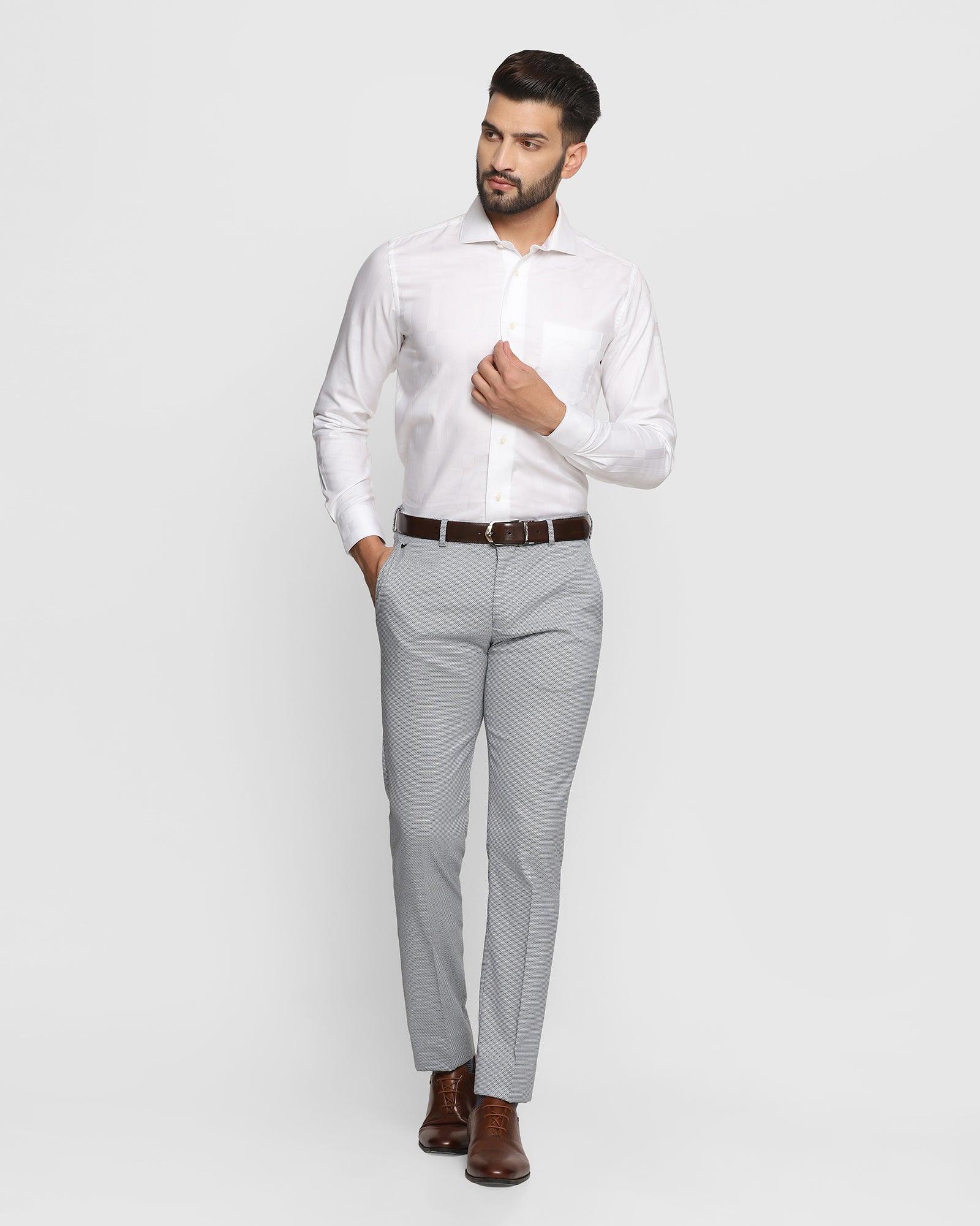 Textured Formal Trousers In Blue B-91 (Sommer) - Blackberrys