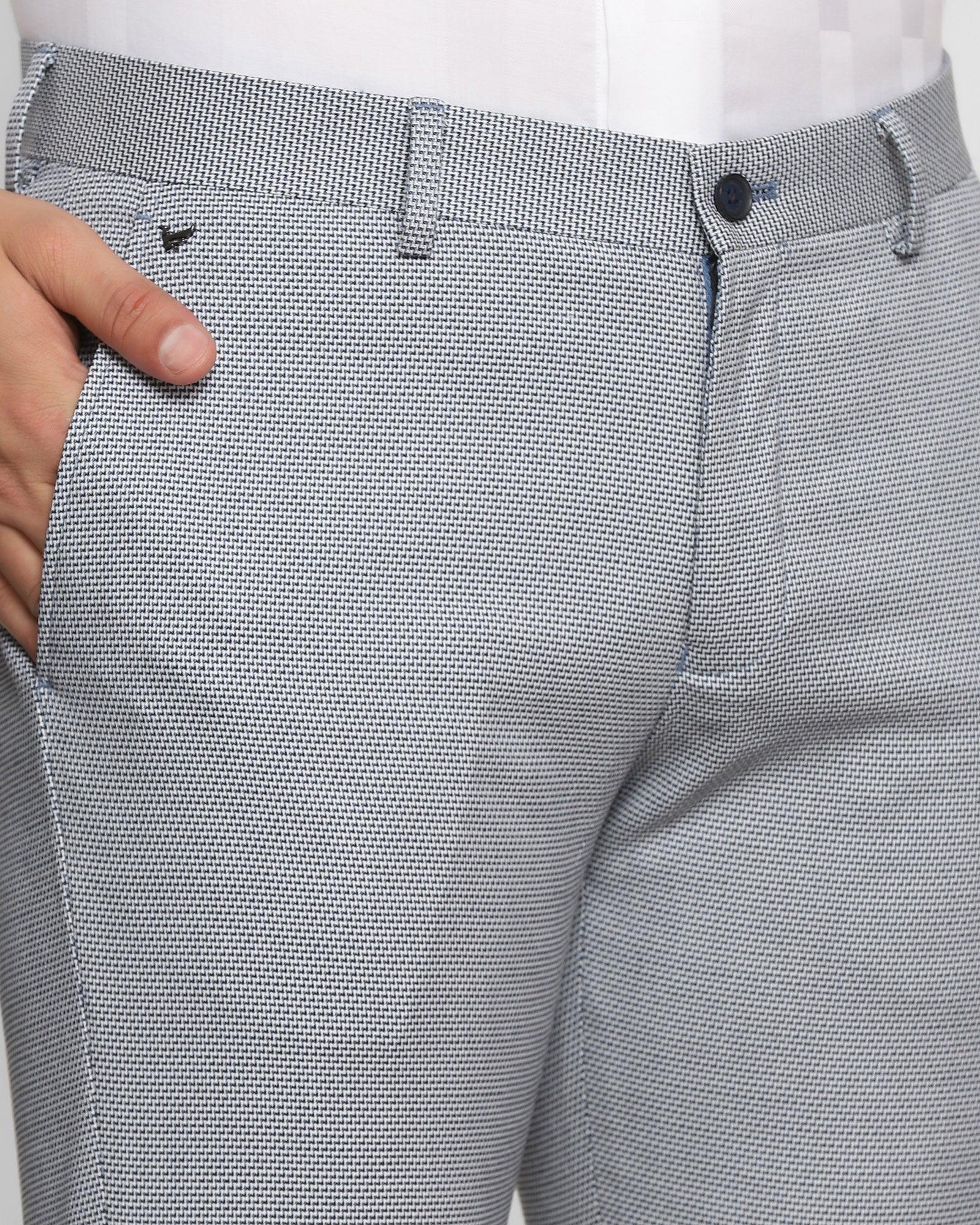 Textured Formal Trousers In Blue B-91 (Sommer) - Blackberrys