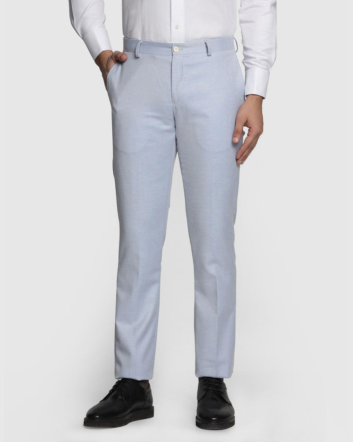 Linen Slim Comfort B-95 Formal Blue Textured Trouser - Molly