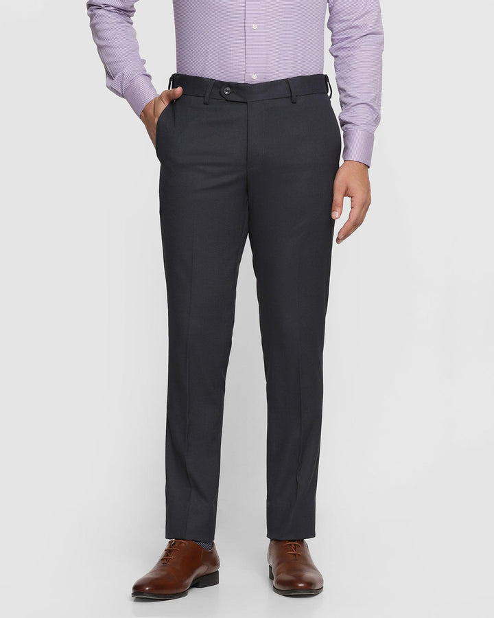 Slim Fit B-91 Formal Dark Grey Textured Trouser - Cairon