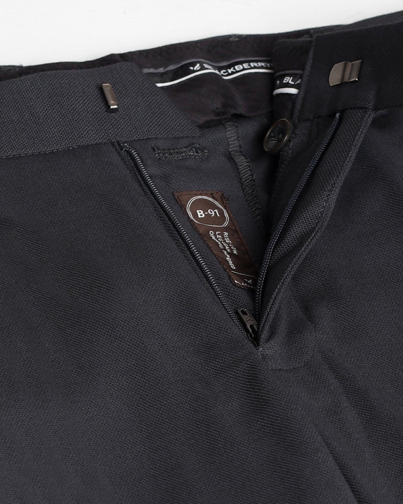 Slim Fit B-91 Formal Dark Grey Textured Trouser - Cairon