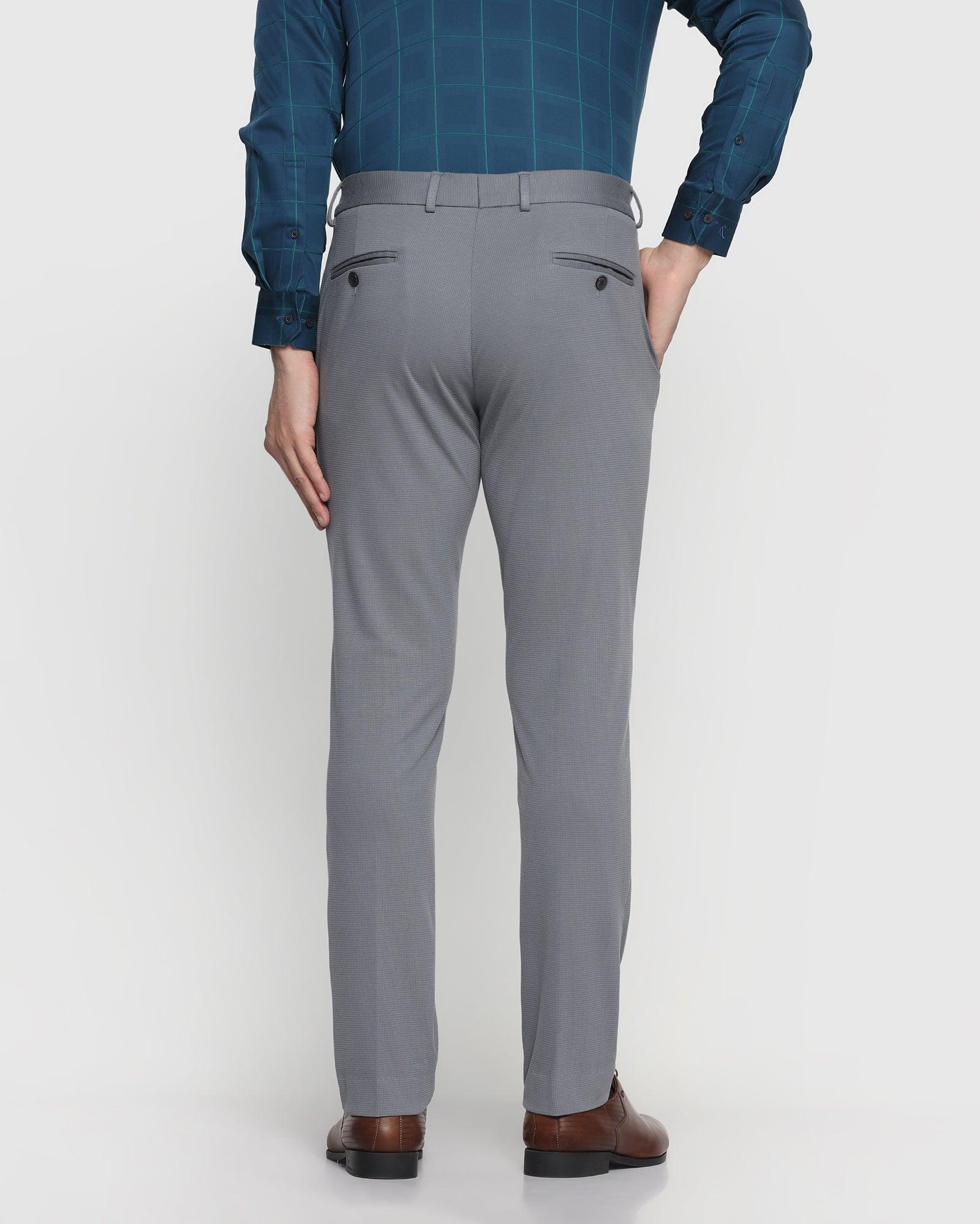 Slim Fit B-91 Formal Grey Textured Trouser - Lenor