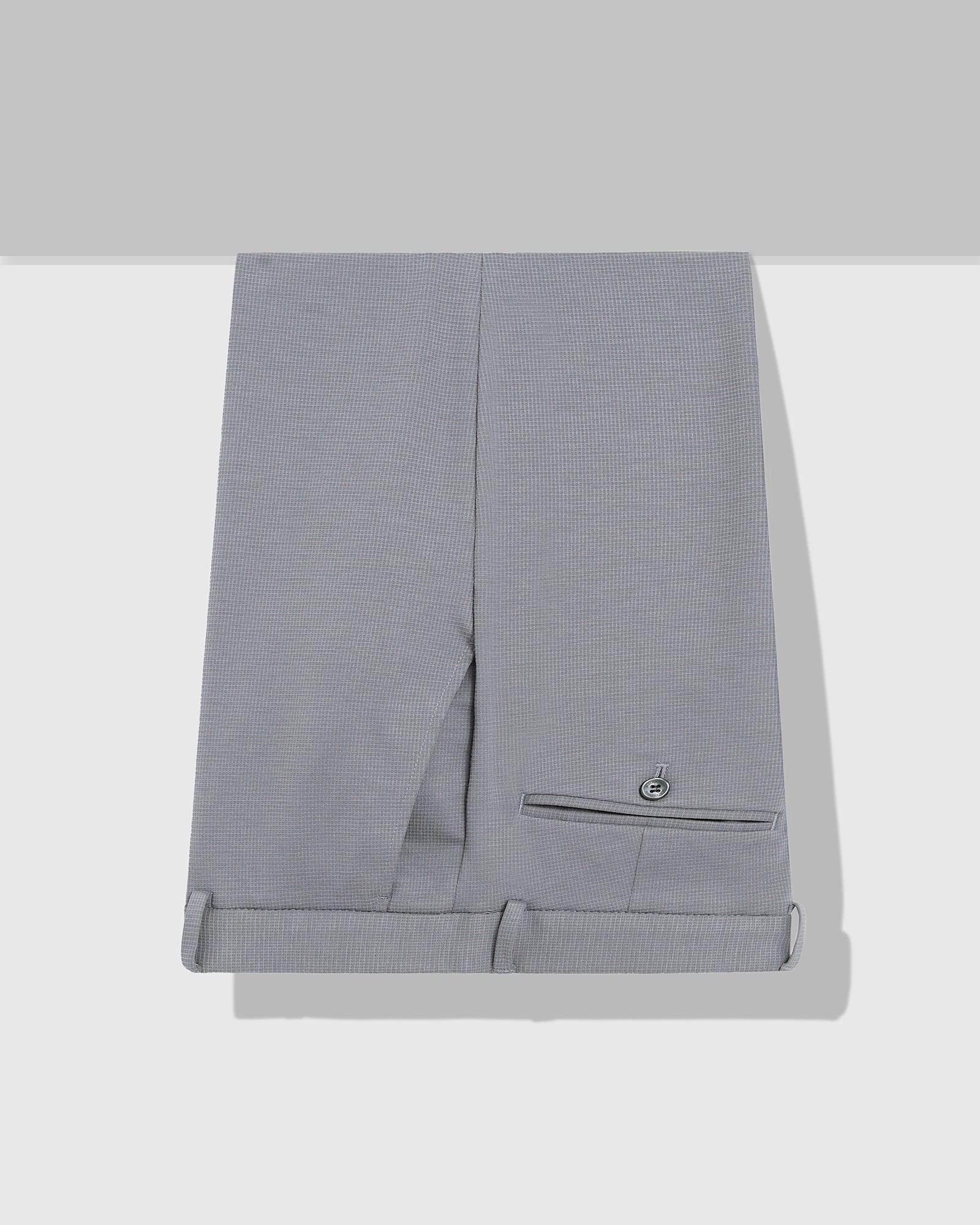 Slim Fit B-91 Formal Grey Textured Trouser - Lenor