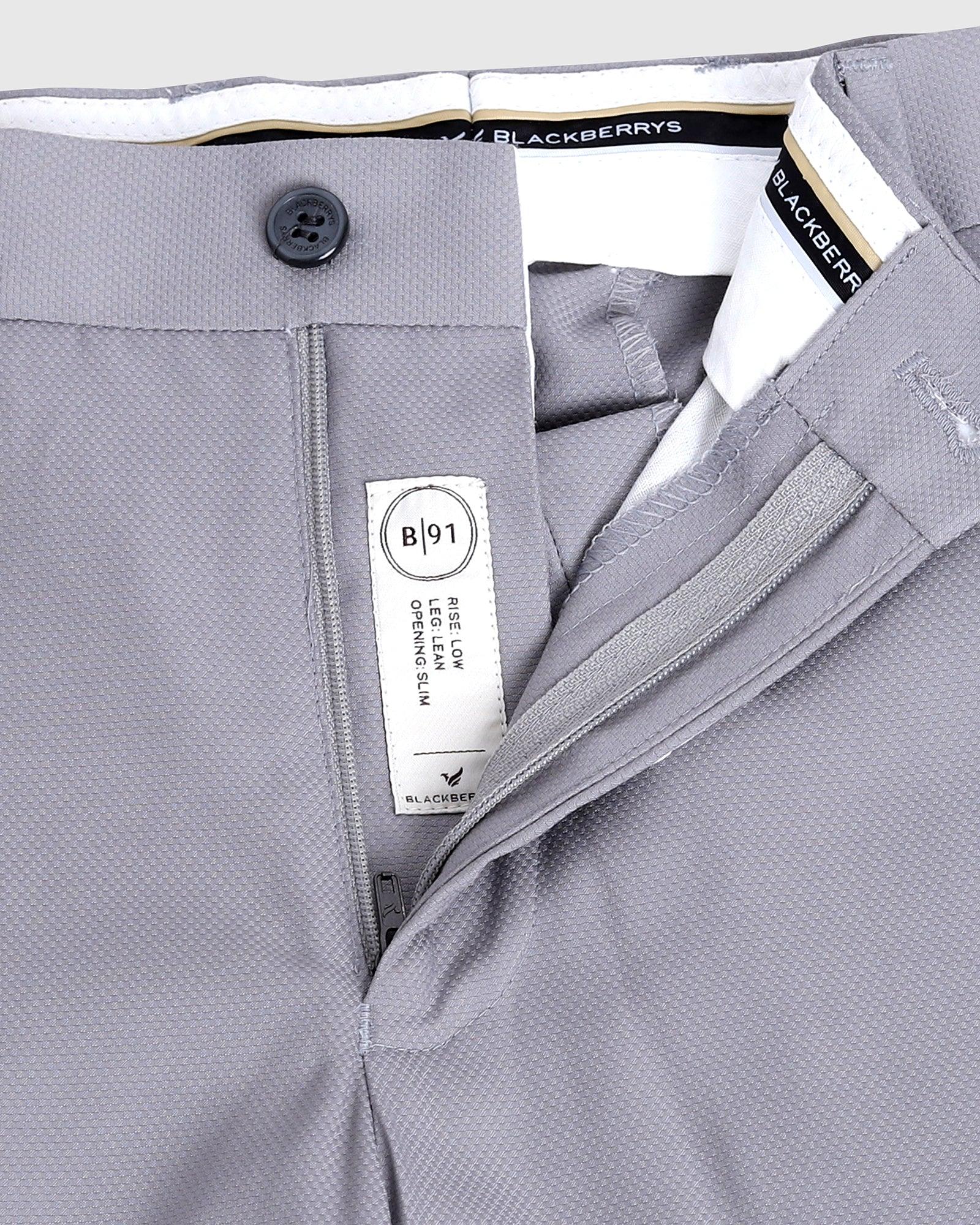Slim Fit B-91 Formal Grey Textured Trouser - Mandy