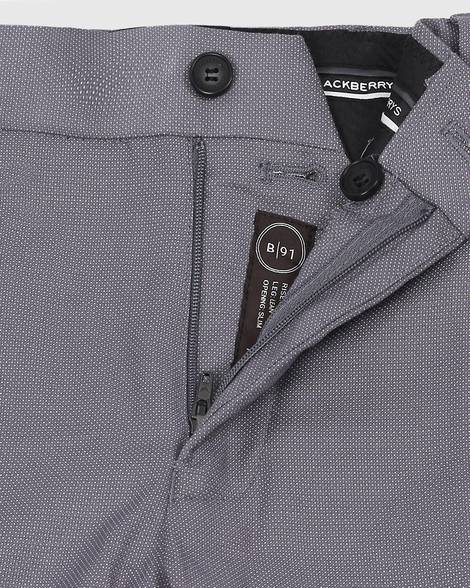 Slim Fit B-91 Formal Grey Textured Trouser - Miron