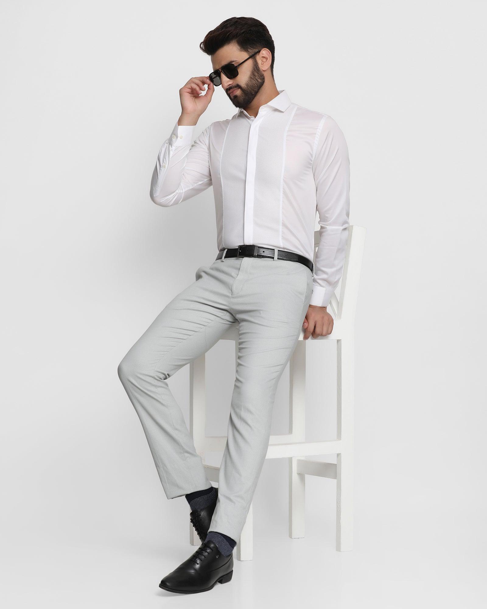 Slim Fit B-91 Formal Grey Textured Trouser - Sommer