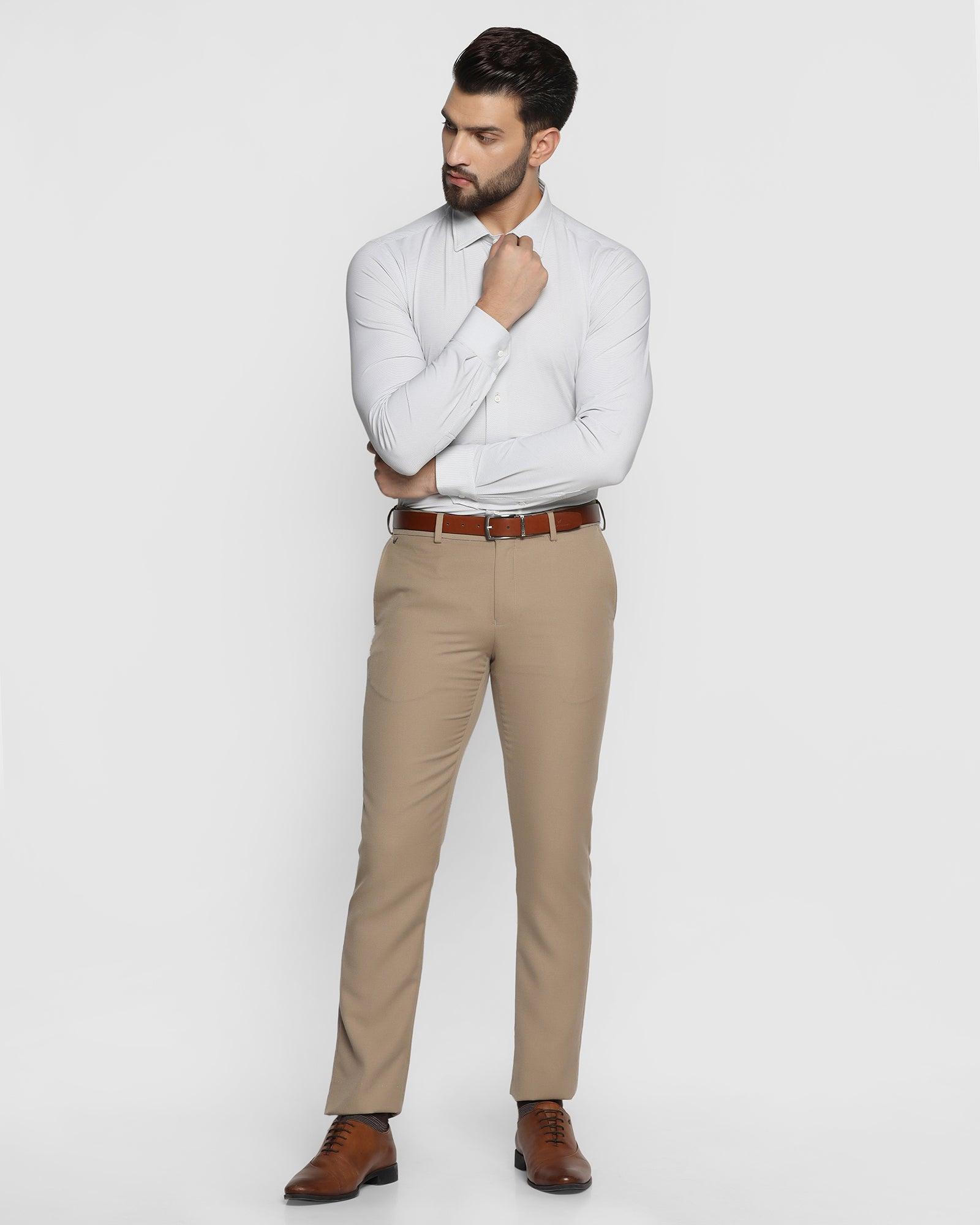 Buy Arrow Men Khaki Regular Fit Solid Formal Trousers  NNNOWcom