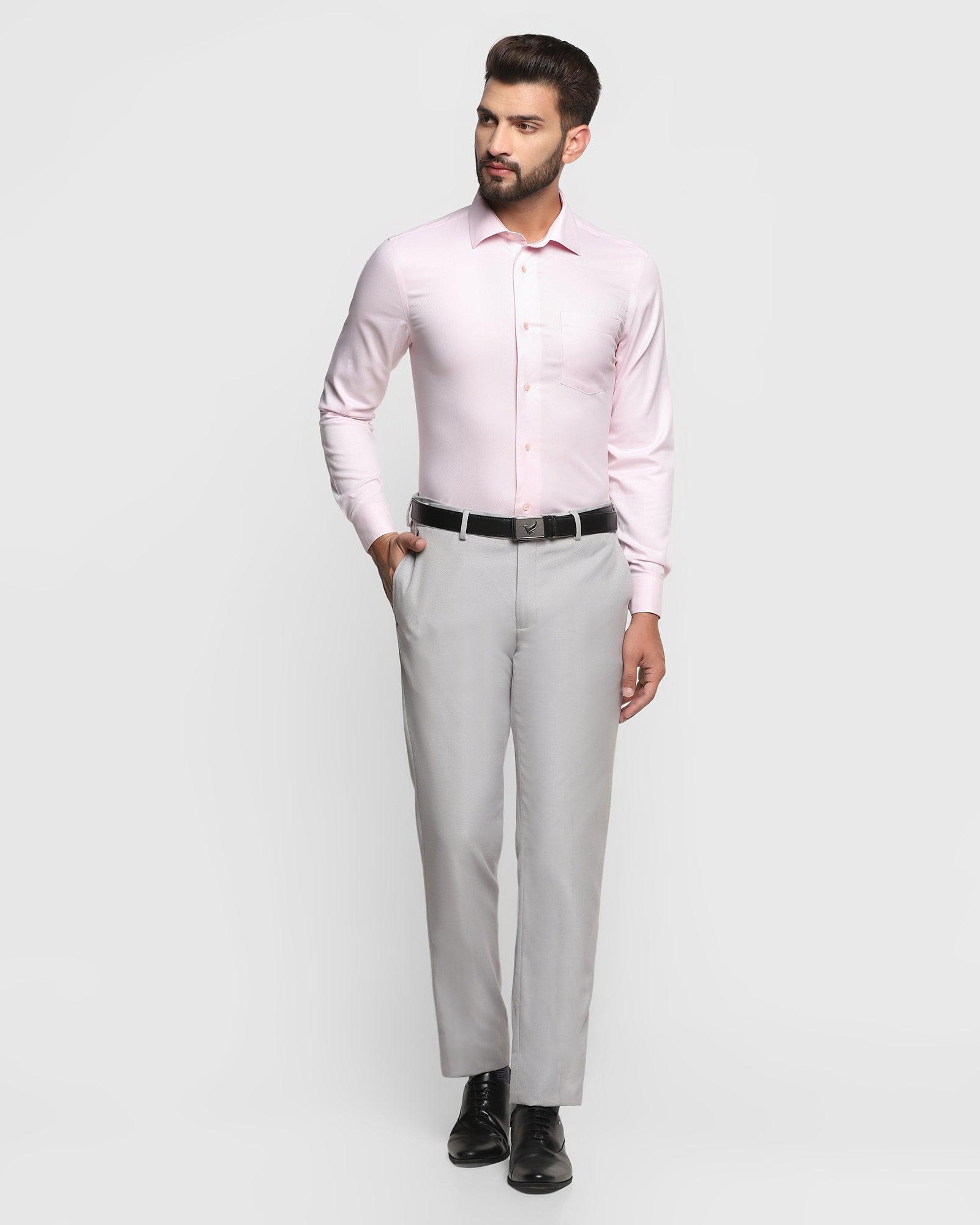 Slim Fit Men Pink Lycra Blend Trousers