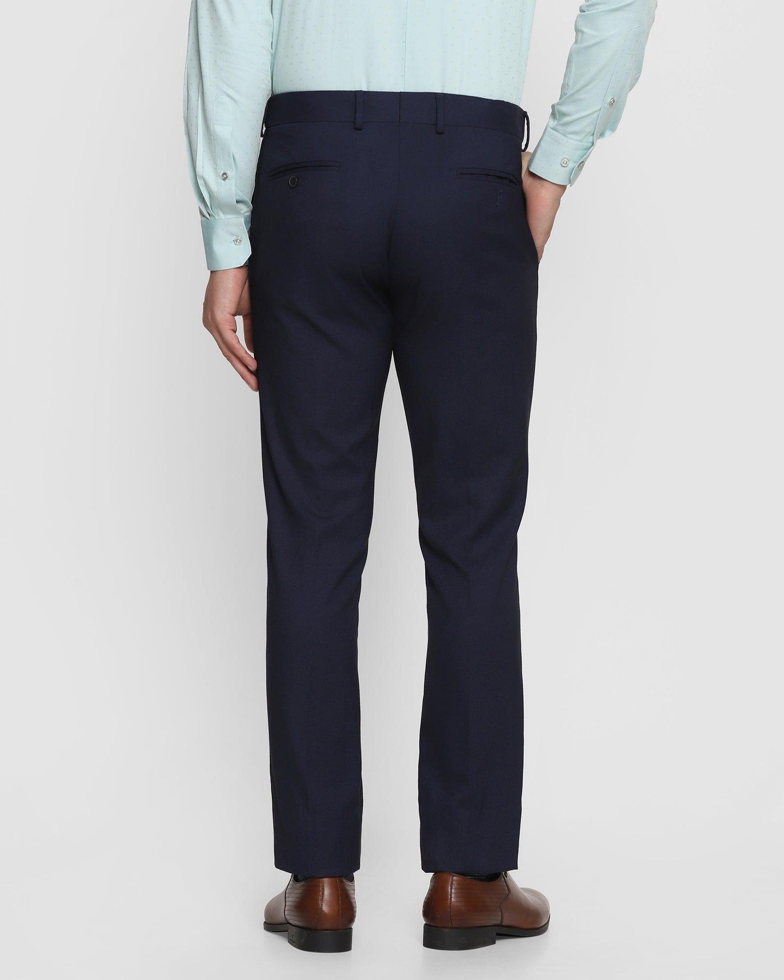 Slim Fit B-91 Formal Navy Textured Trouser - Cairon