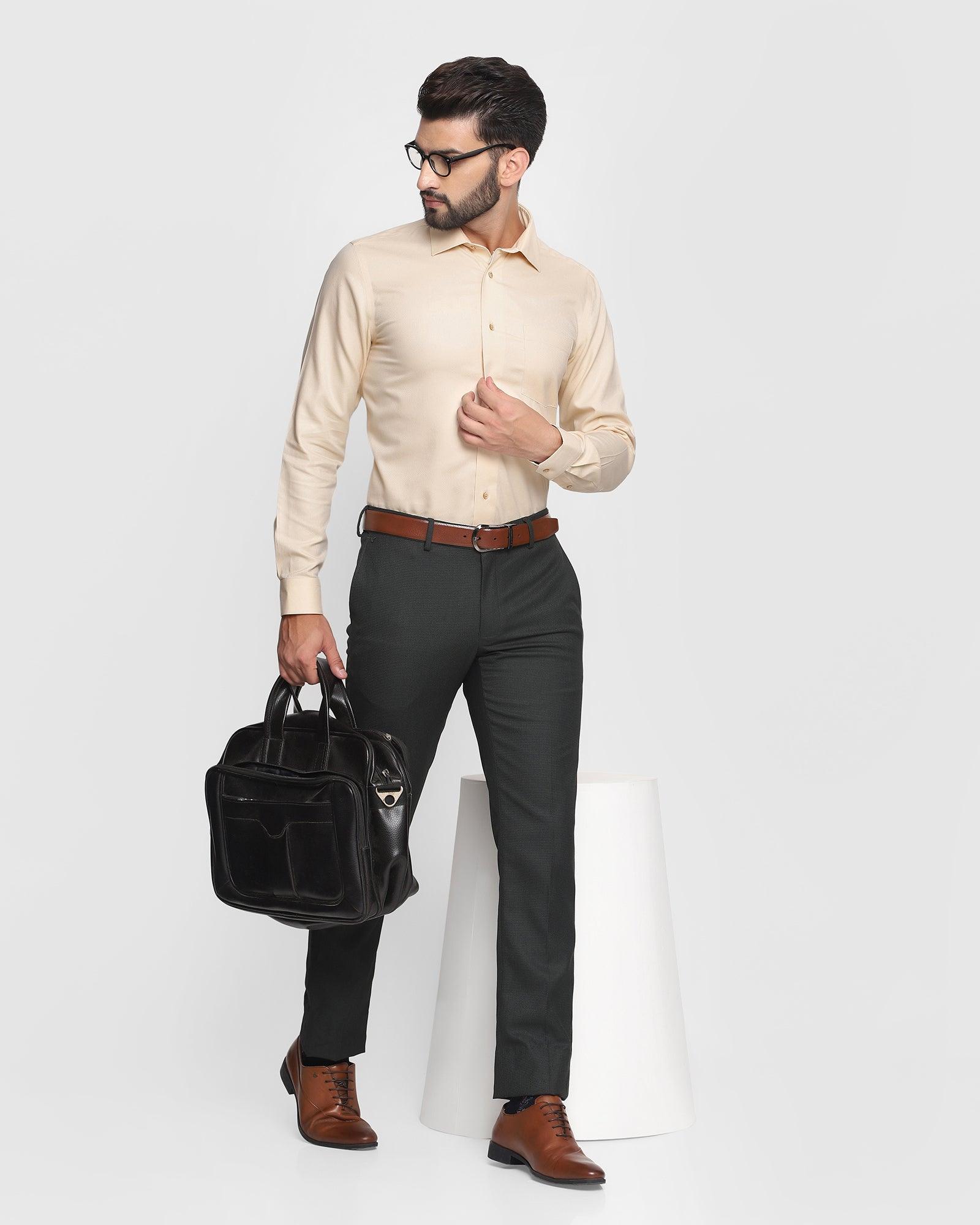 Dorado Brown Textured Premium Cotton Pant For Men