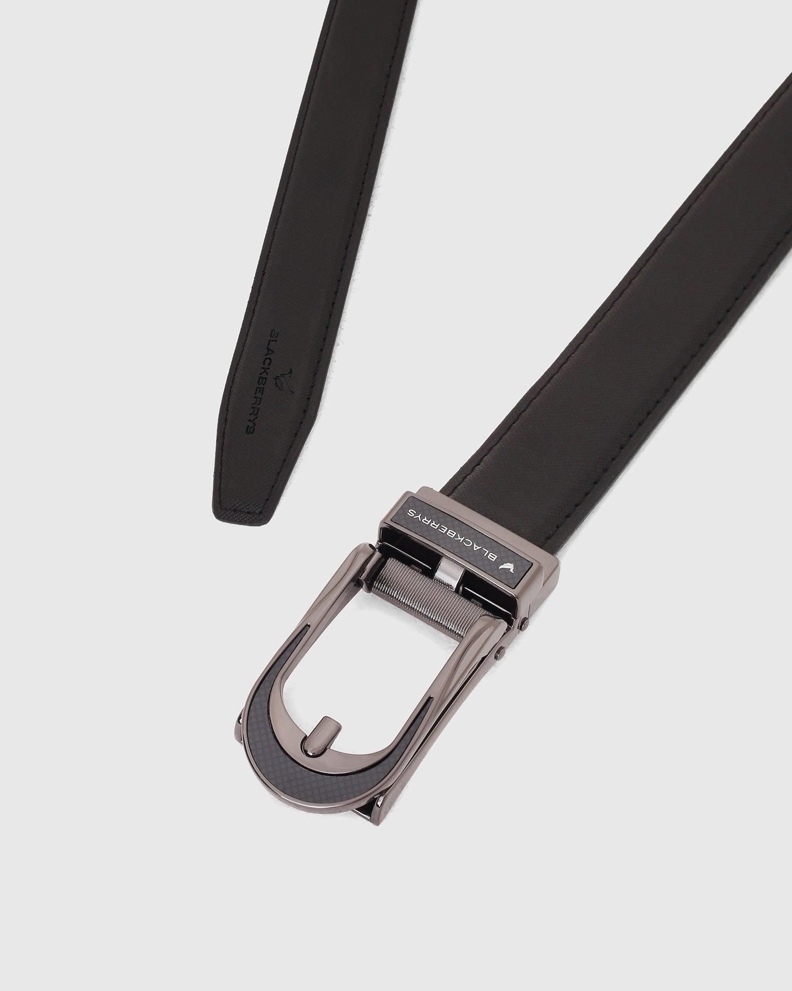 Textured Leather Auto Lock Belt In Black (New Galenia) - Blackberrys