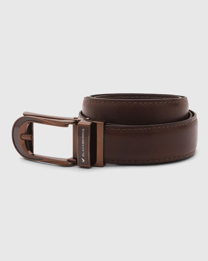 Must Haves Leather Brown Textured Belt - New Galenia