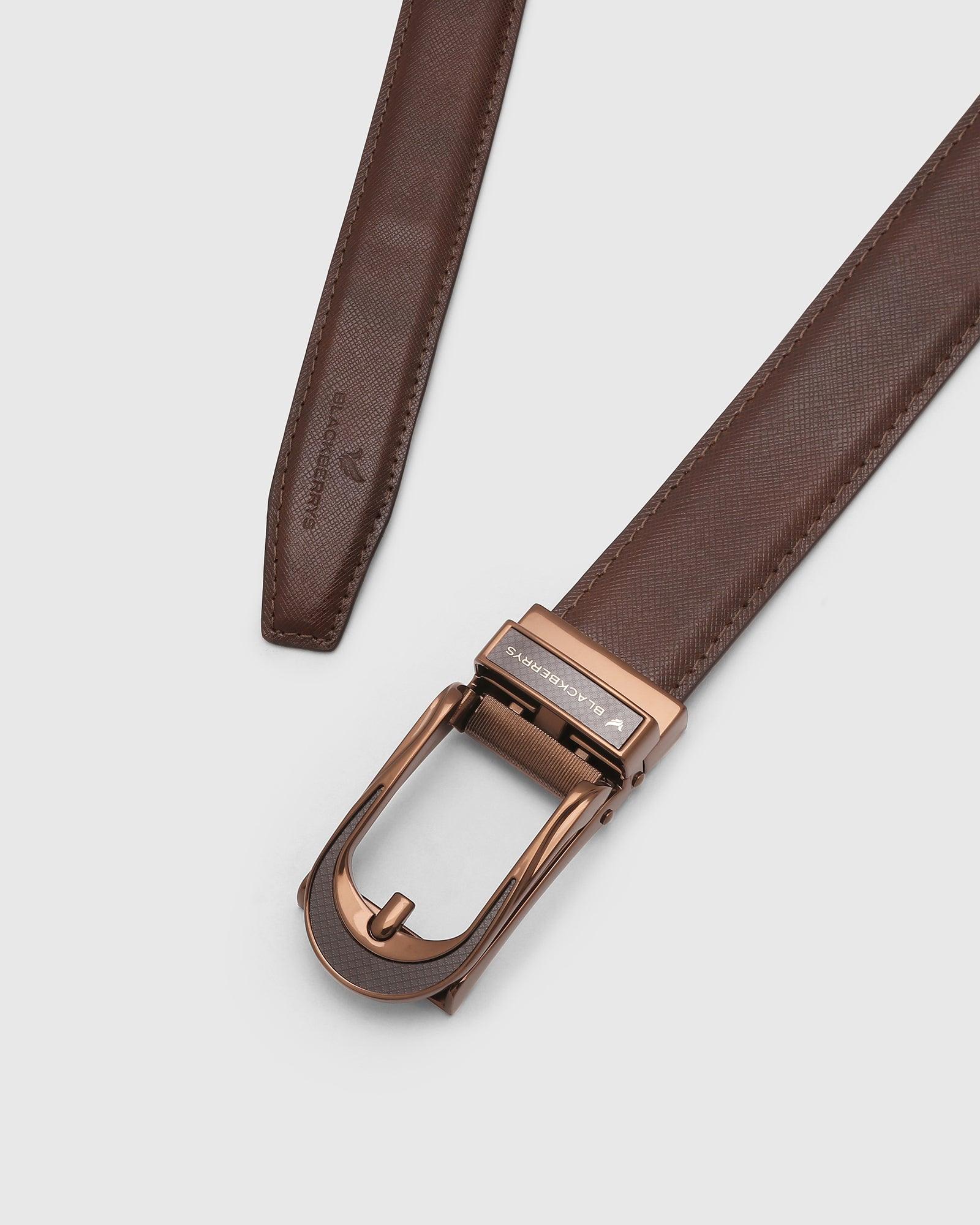 Must Haves Leather Brown Textured Belt - New Galenia