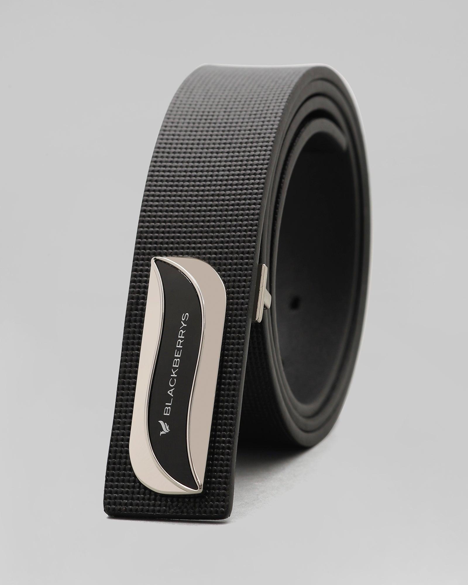 Leather Black Textured Belt - Parag