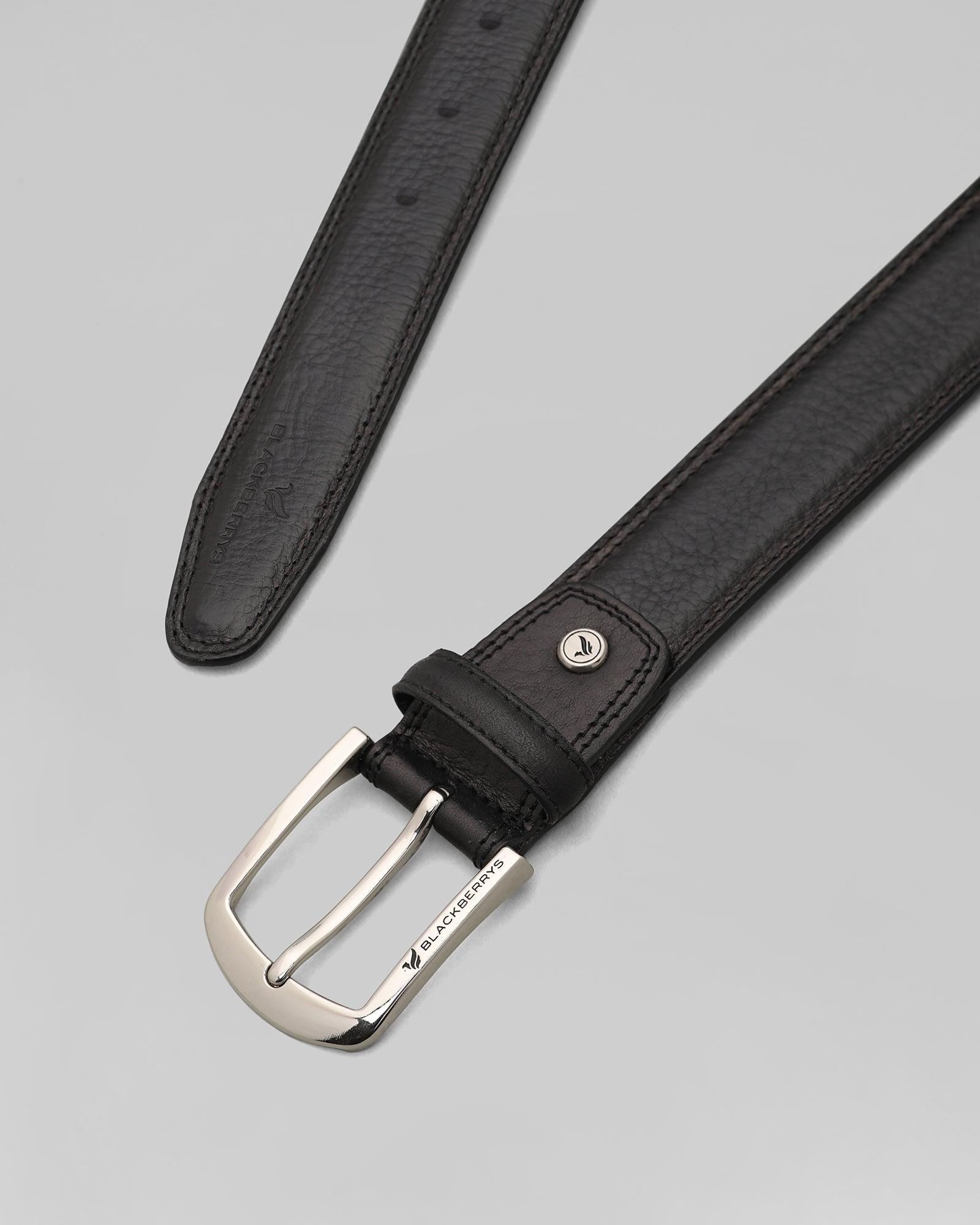 Leather Black Textured Belt - Porter
