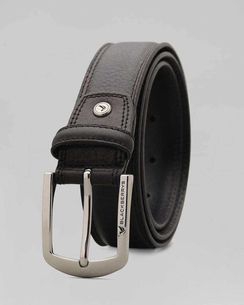 Leather Black Textured Belt - Porter