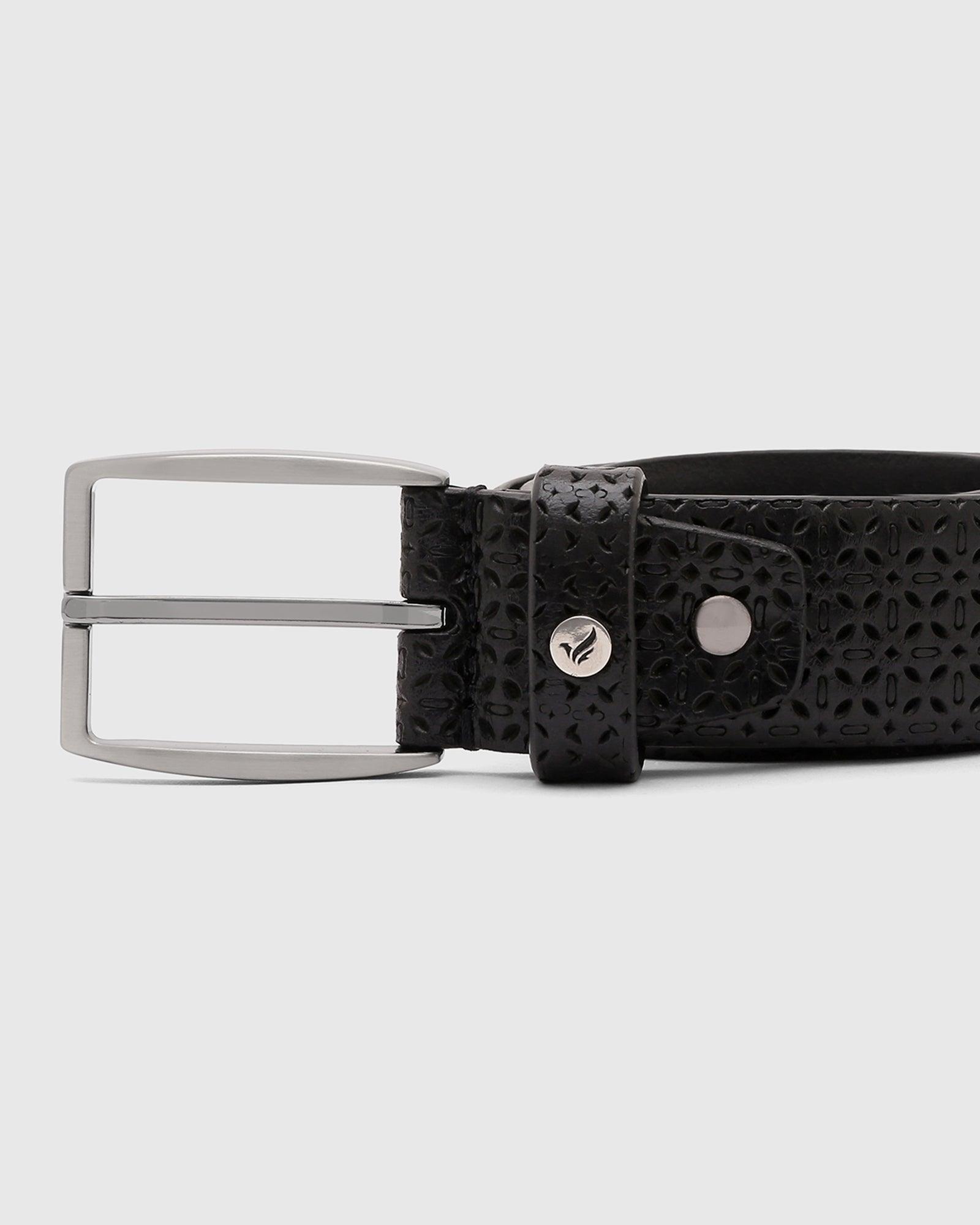 Leather Black Textured Belt - Qampel