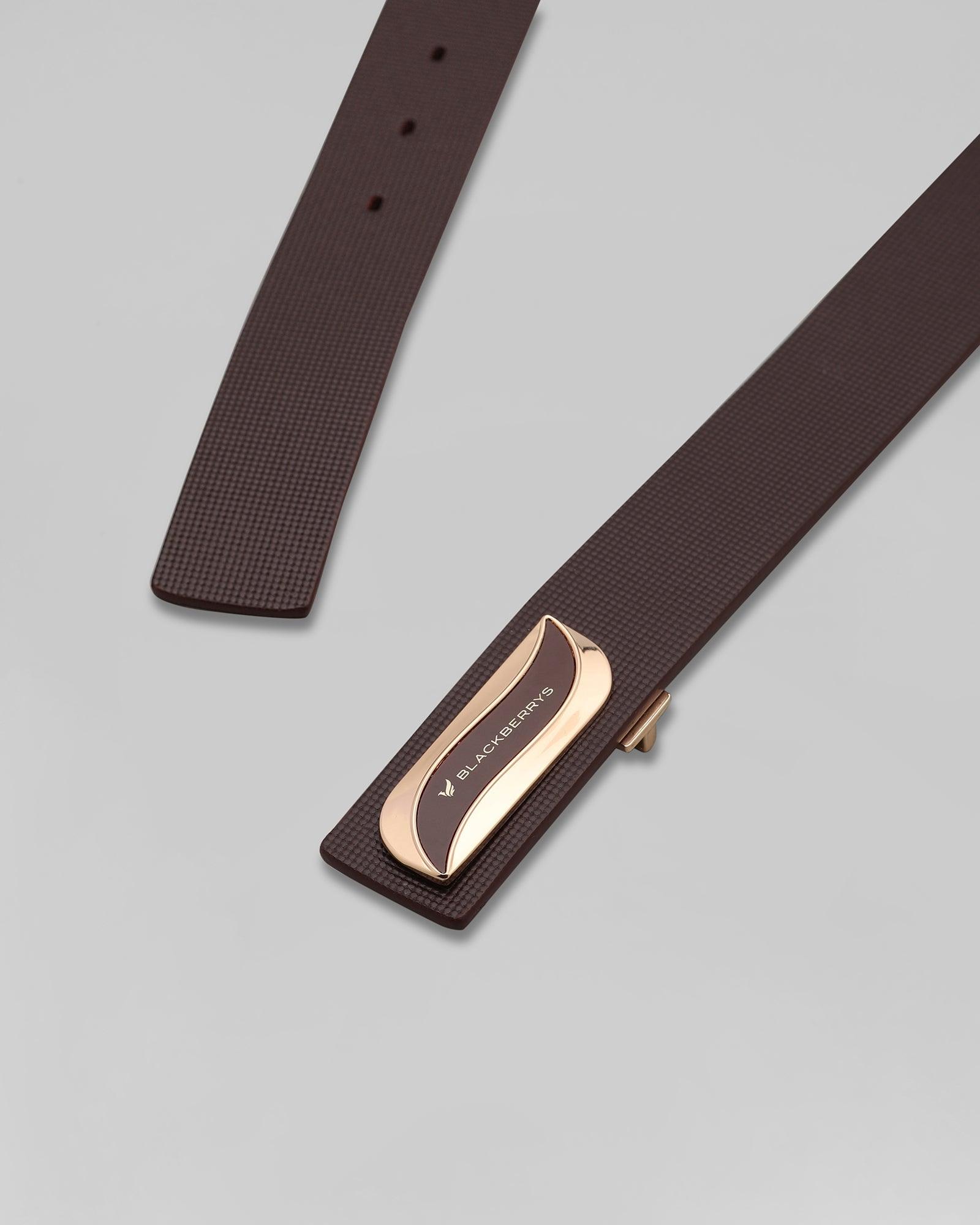 Leather Dark Brown Textured Belt - Parag