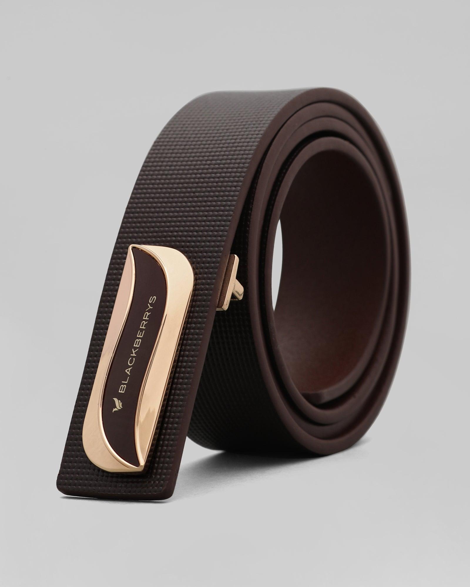 Leather Dark Brown Textured Belt - Parag