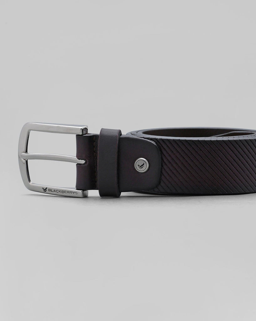 Leather Dark Brown Textured Belt - Polar