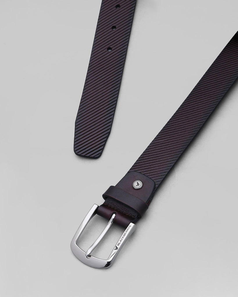 Leather Dark Brown Textured Belt - Polar