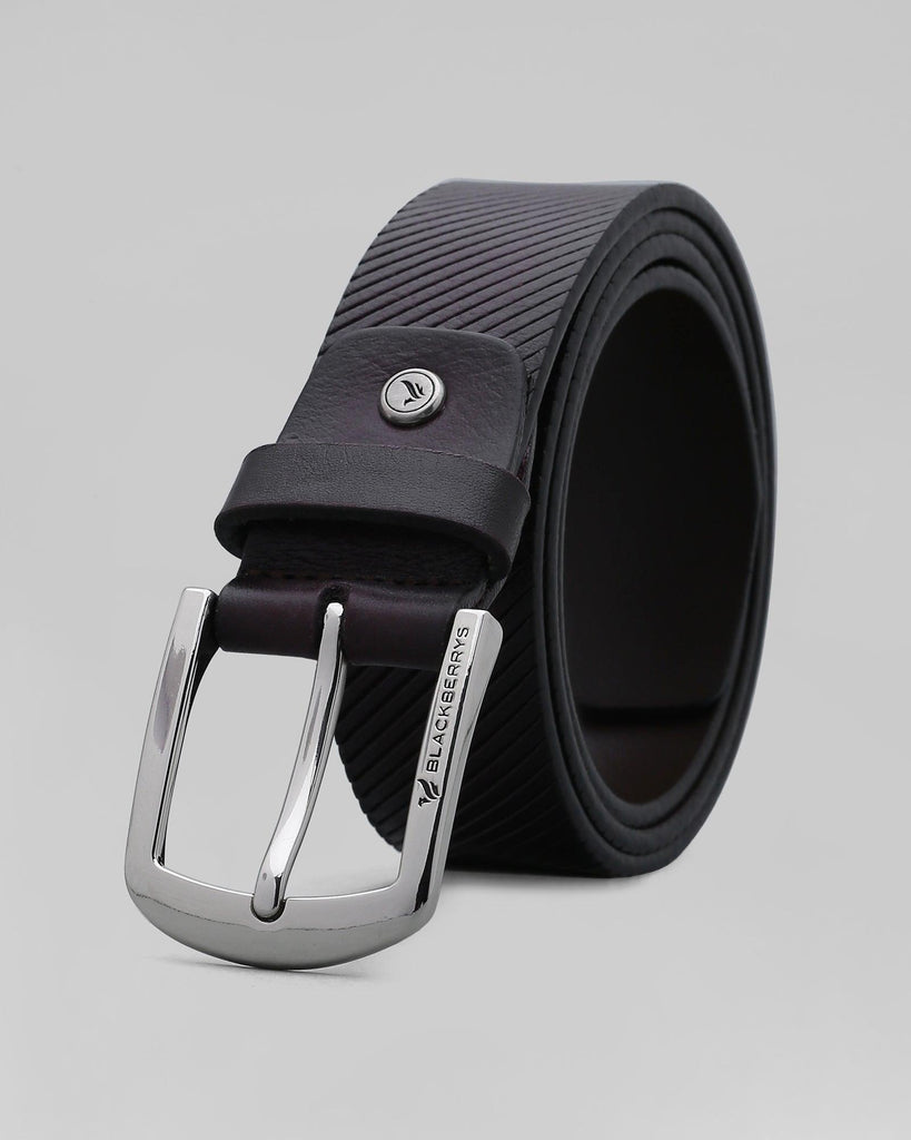 Leather Dark Brown Textured Belt - Polar