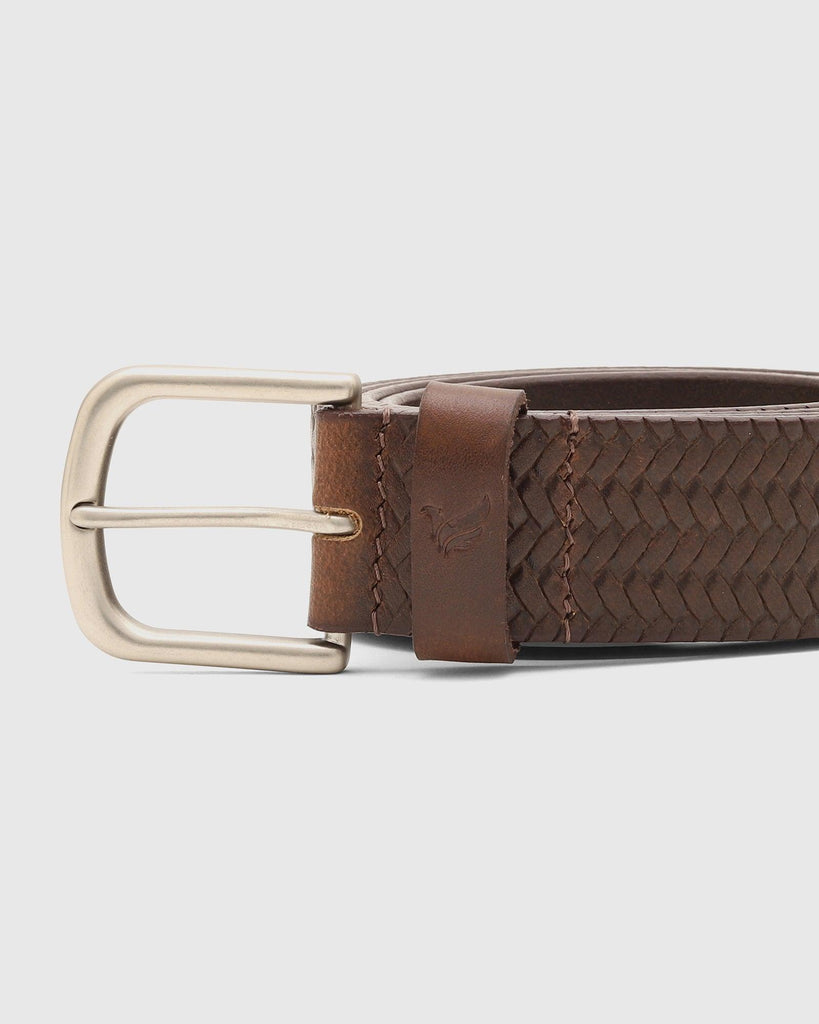 Leather Brown Textured Belt - Sami