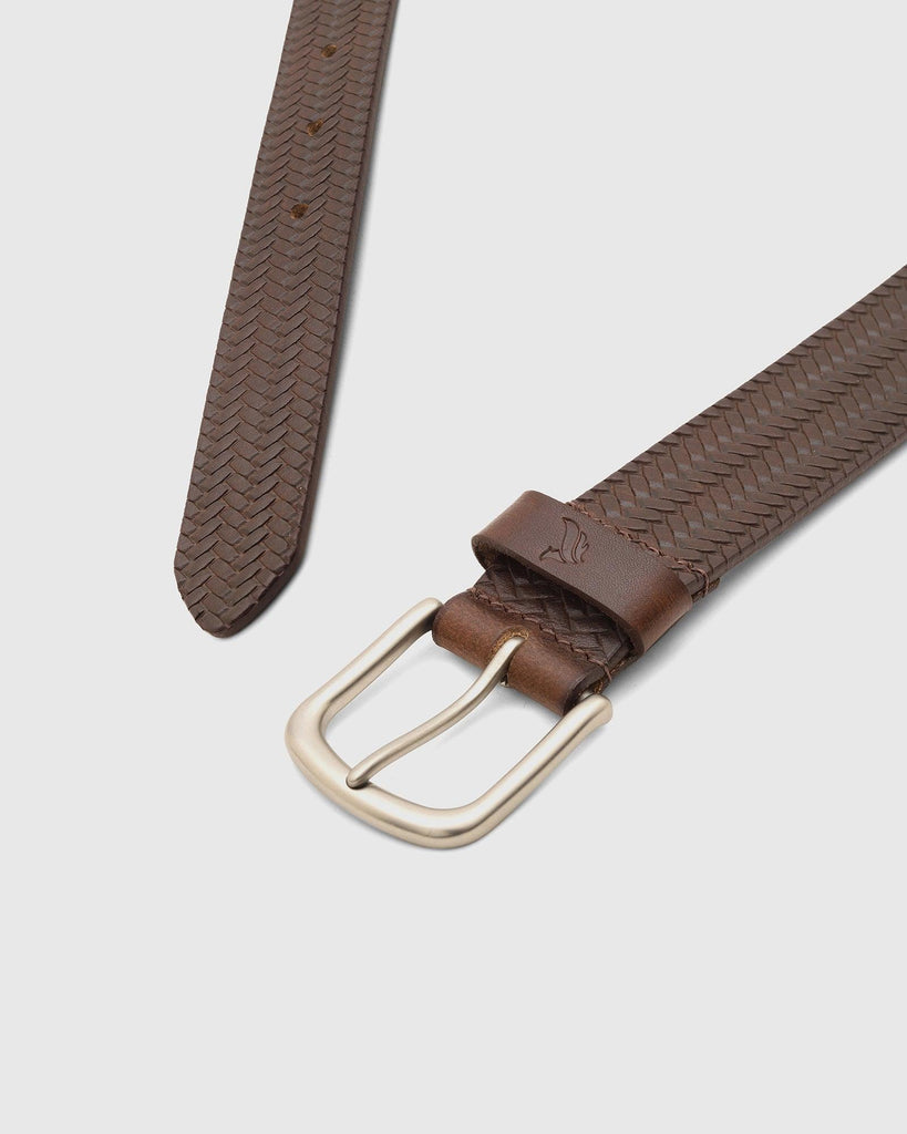 Leather Brown Textured Belt - Sami