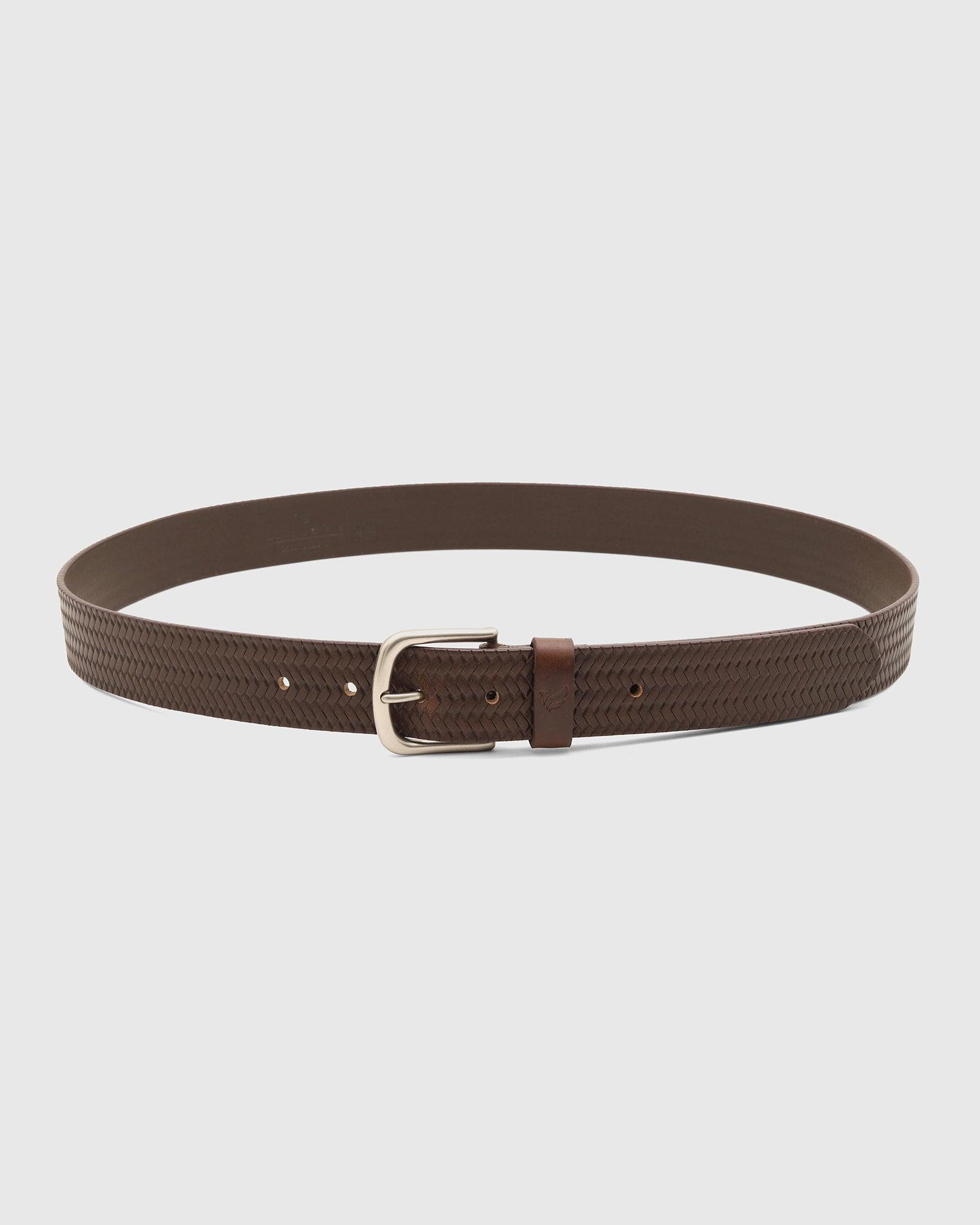 Leather Brown Textured Belt - Sami