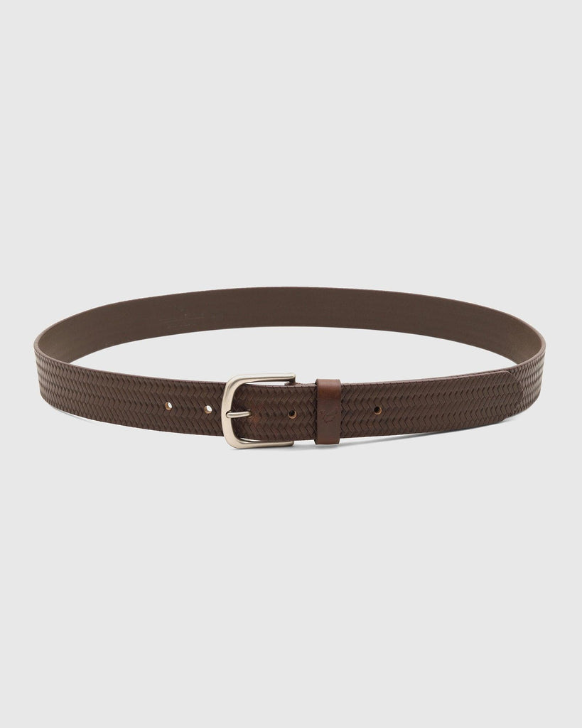 Leather Brown Textured Belt - Sami
